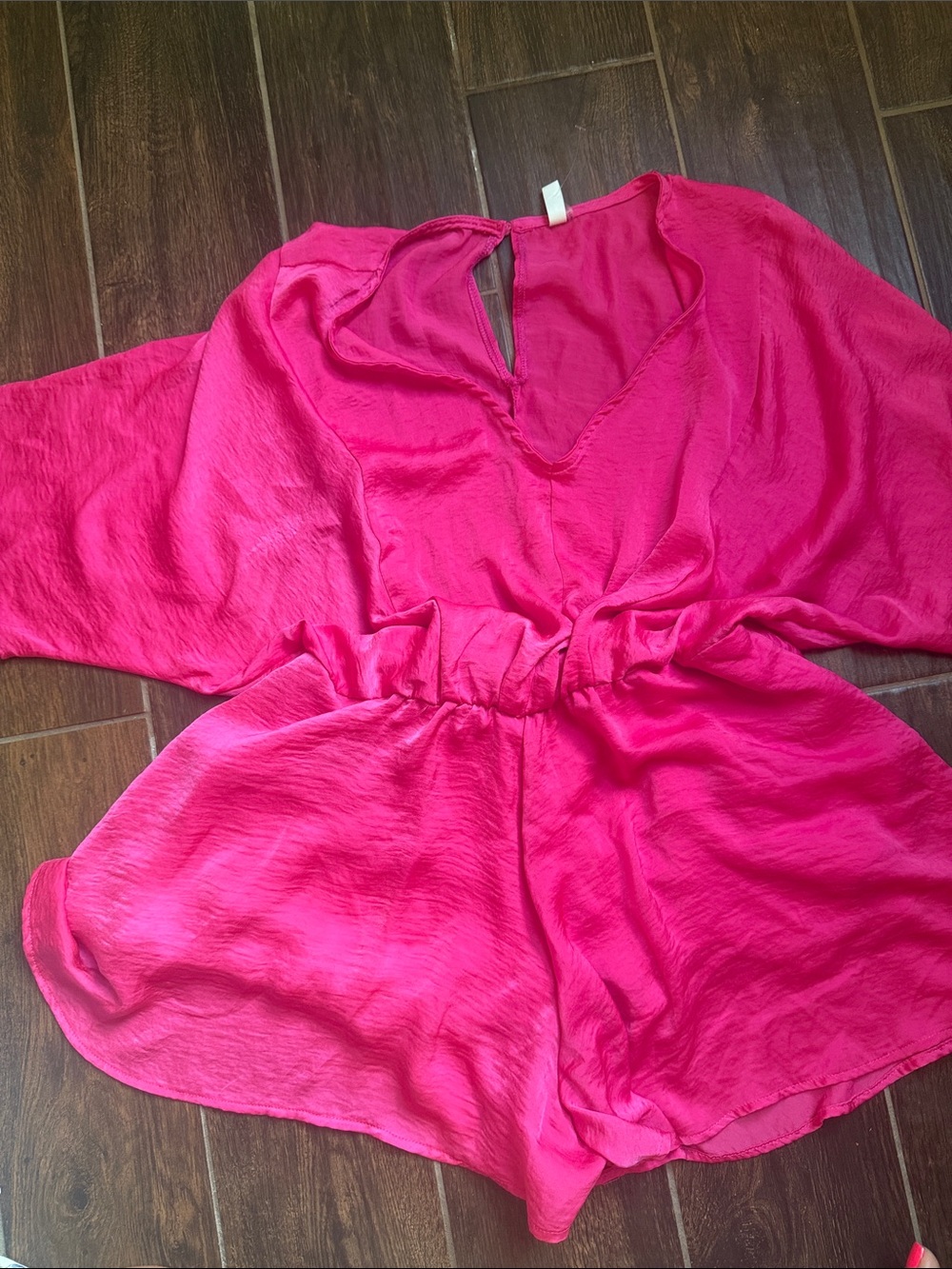 glam Hot Pink V-Neck Romper